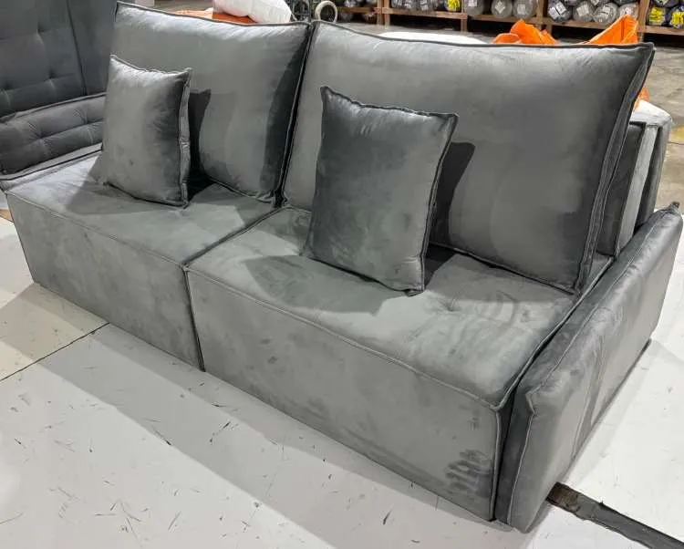 Sofa Cama Saquarema 212 2xModudos 100 Brc 6m Veludo Inca Grafite 10 Idealle — Veludo Inca - Grafite 10
