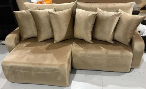 Estofado Retratil Reclinavel Barra 230 2x100 e Brc 15cm Veludo Inca Capuccino 15 Idealle
