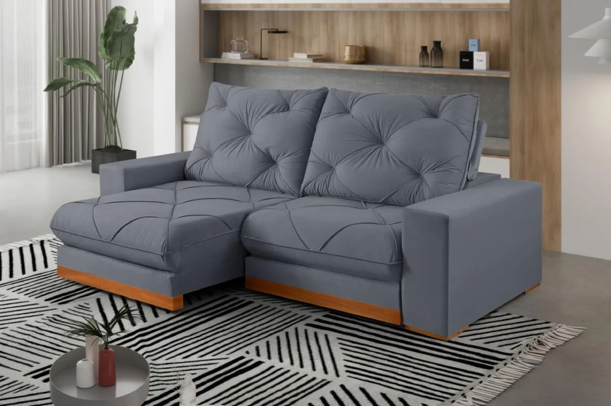 Estofado Retratil Reclinavel Buzios 230 2x90 Brc 25cm Veludo Inca Azul 24 Isealle — Veludo Inca - Gafite 10
