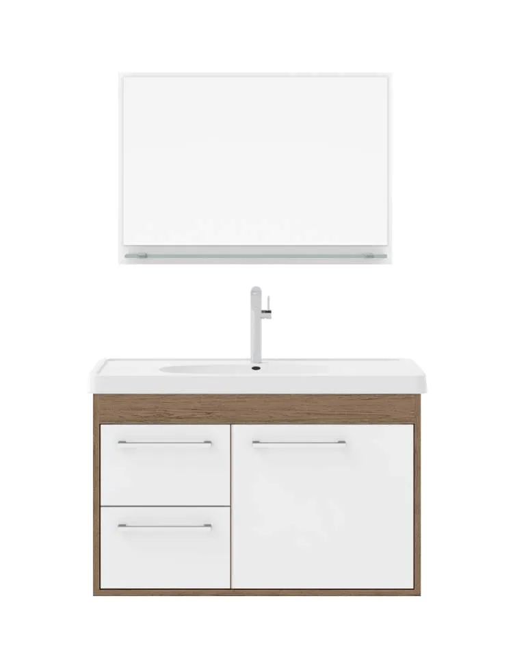 Conjunto Procion com Pia e Espelho 1P2G Berlim.Branco Cerocha — Munique/Branco