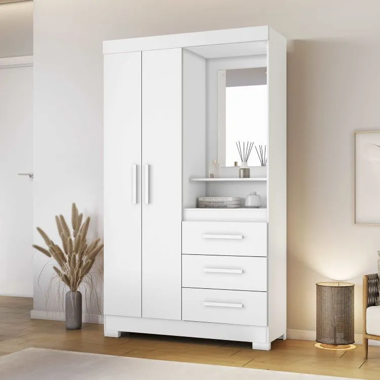 Roupeiro NT 6020 2P3G Banco New.Rosa Flex Notavel — Branco/Rosa Flex