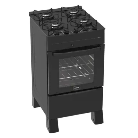 Fogao Zeus Glass Super 4 Bocas Mesa de Vidro Preto Realce