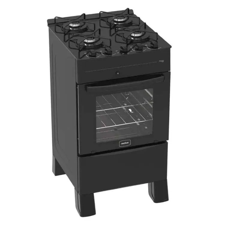 Fogao Zeus Glass Super 4 Bocas Mesa de Vidro Preto Realce — Fogão Zeus Glass 4 Bocas - Preto