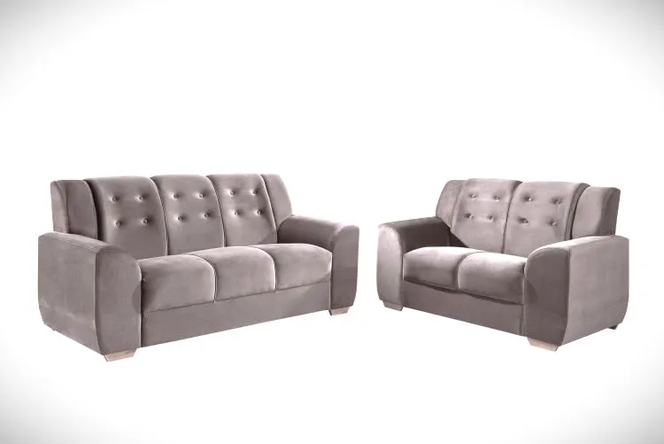 Conjunto Estofado Porto Real 2x3Lgs Tec 193 Veludo Inca Marrom Top Estofados — Tec 194 - Veludo Inca Bege