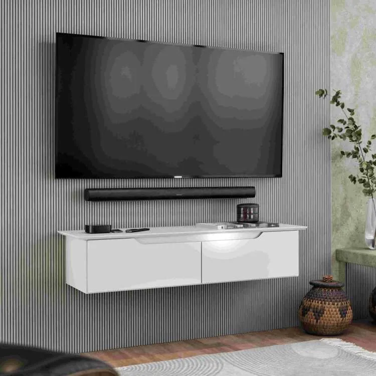 Rack Aparador Suspenso Flow 2P Branco EJ Moveis — Banco