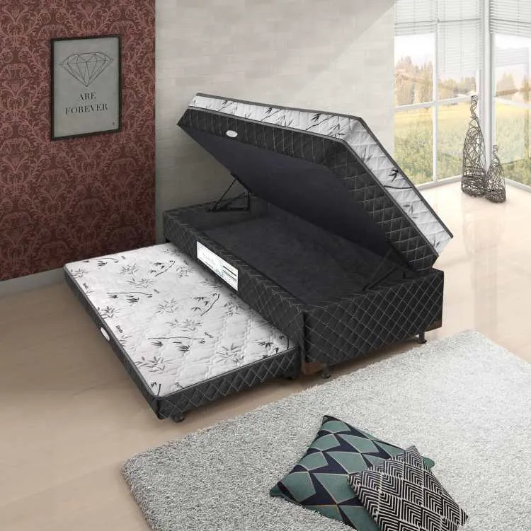 Colchobox Bau Solteiro Nanda com Cama Auxliar 88x188x51 SMP Moveis — Colchobox Baú Solt Nanda c/ Auxiliar