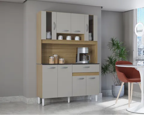 Kit Cozinha Coral 8P1G 120 Damasco.Off White Poquema