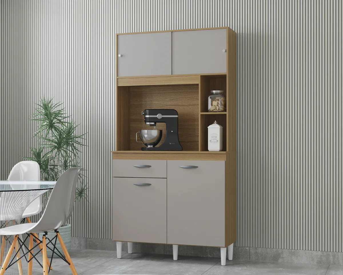 Kit Cozinha Duda 90 4P1G Poquema — Damasco/Off White