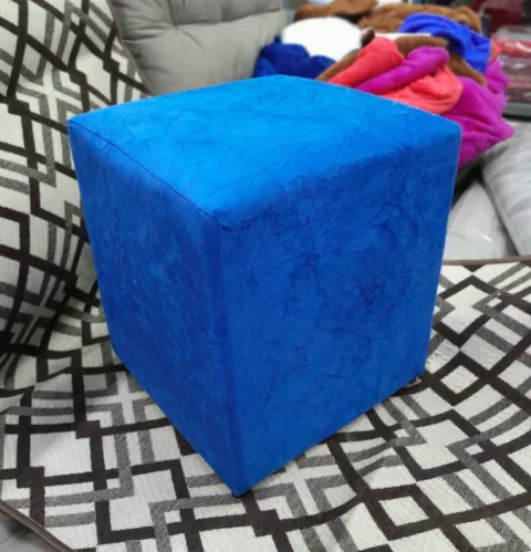Puff Quadrado 37x35x35 Veludo Suede Azul Marinho Liso AL Moveis