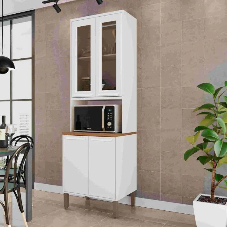 Aereo Basculante Cozinha Florida 120 2P Vidro Fume Branco Salleto — Torre Quente 70 4P - Branco