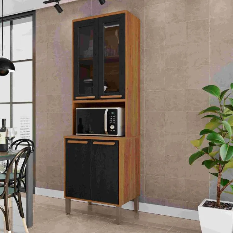 Aereo Basculante Cozinha Florida 120 2P Vidro Fume Branco Salleto — Torre Quente 70 4P - Cinamomo/Preto