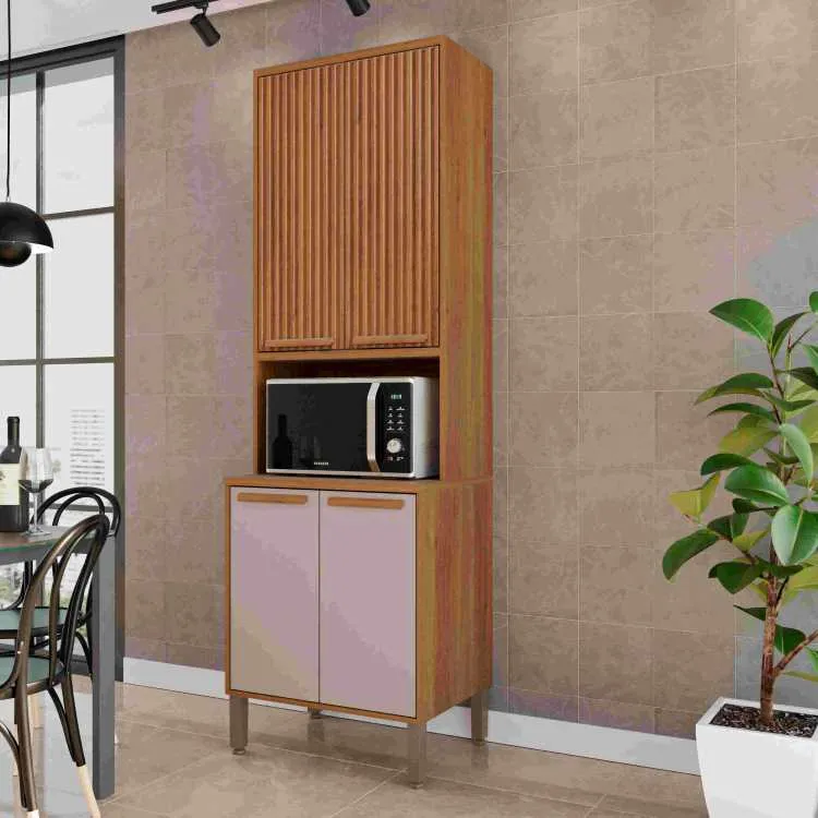 Aereo Basculante Cozinha Florida 120 2P Vidro Fume Branco Salleto — Torre Quente 70 4P Cinamomo Ripado/Off White