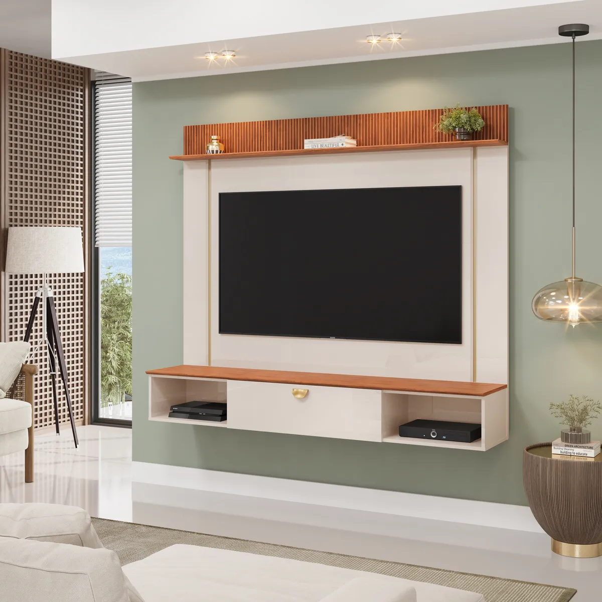 Painel Iza 176 Off White.Freijo DJ Moveis — Off White/Freijó
