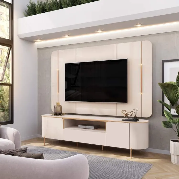 Bancada Areta com Painel Areta 218 DJ Moveis — Off White