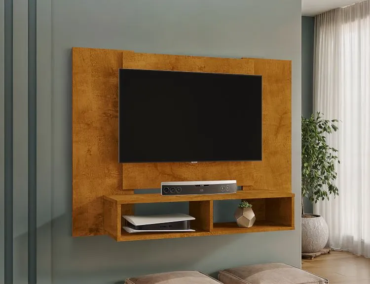 Painel Navi 120 2N Branco.Cinamomo Efeito Ripado 3D Bechara Moveis — Naturale