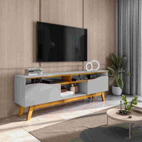 Rack Ilhabella 180 2P3N Off White.Nature Bechara Moveis