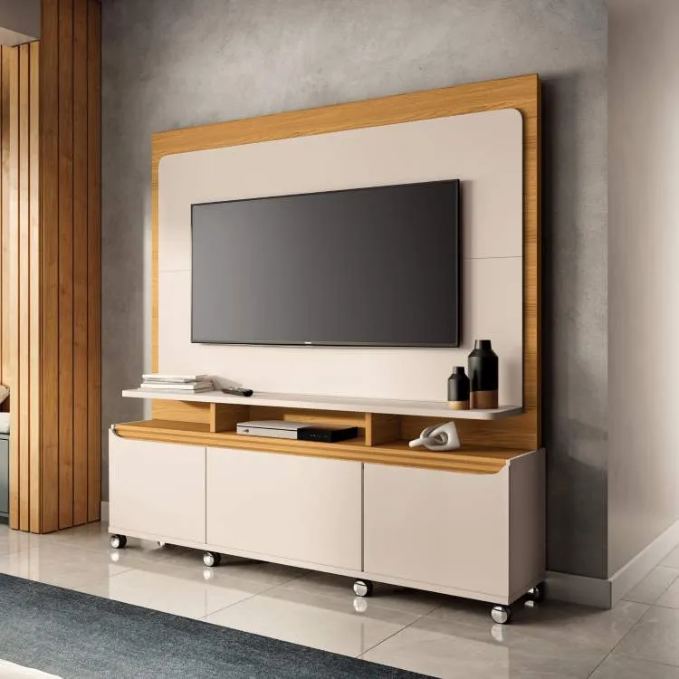 Home Theater Quantum 1.8 2P1G3N Off White.Cinamomo HB Moveis — Off White/Cinamomo