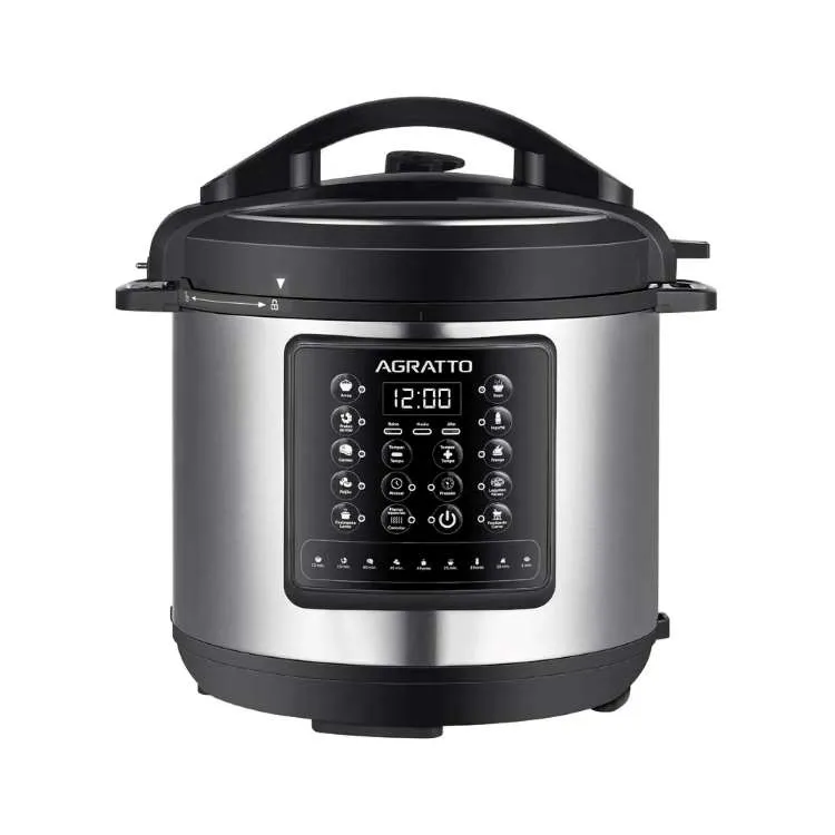 Panela de Pressao Multifuncoes Digital APPF01I 01 Inox 6 Litros 1000W 127v Agratto — Panela Pressão Multifunções 6 Litros - Preto