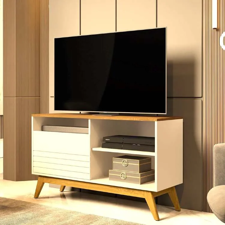 Rack Fenix Wood 108 Off White.Freijo Giga Moveis — Off White/Nature