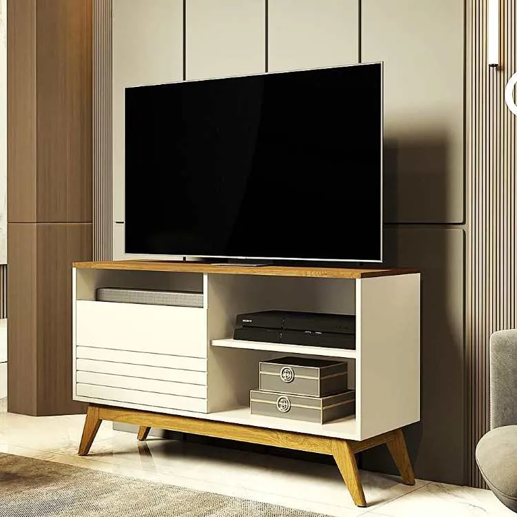 Rack Fenix Wood 108 Off White.Freijo Giga Moveis — Off White/Freijó