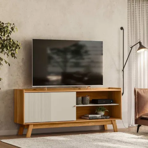 Rack Aurum 160 Nature.Off White Linea Brasil