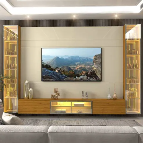 Home Luminare Reflecta 293 com 2 Torres com LED e Espelho Off White/Naturele 10V Gelius