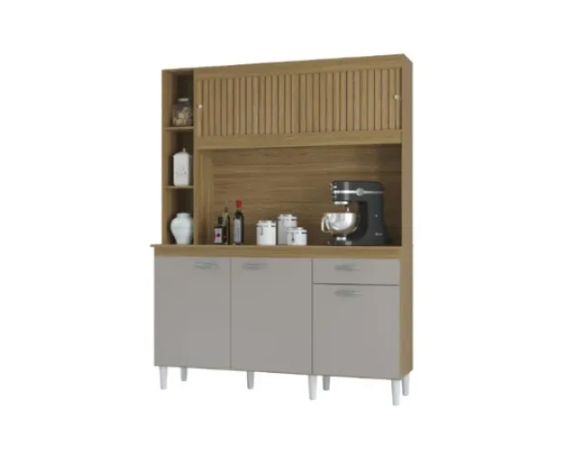 Kit Cozinha Duda 140 5P1G Poquema — Damasco Ripado 3D/Off White