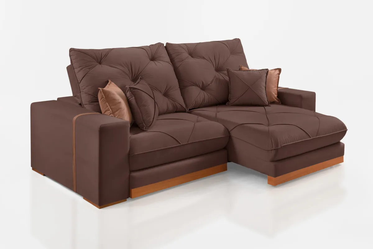 Estofado Retratil Reclinavel Geriba 250 2x100 Brc 25cm Veludo Inca Grafite 10 Idealle — Estofado Geriba 250 - Veludo Inca Marrom 17