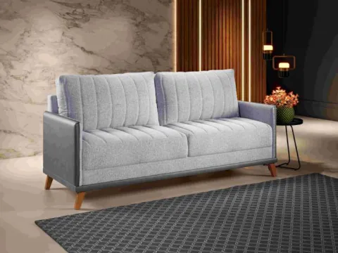 Estofado Living Conceito 2 Metros Linho Inox Viero