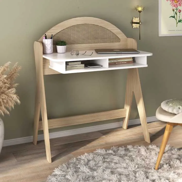 Escrivaninha Ceci 2N Natura.Branco Artely — Natura/Branco