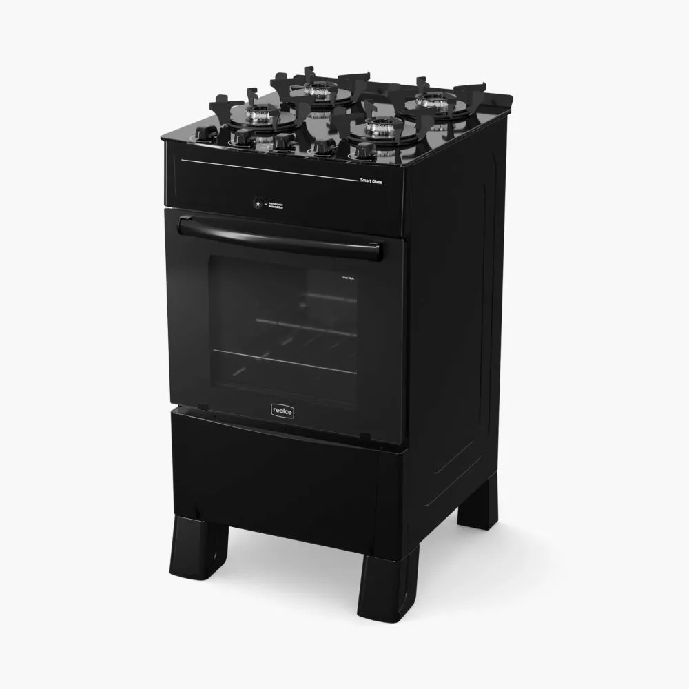 Fogao Smart Glass 4 Bocas Mesa de Vidro Branco Realce — Fogão Smart Glass 4 Bocas  - Preto