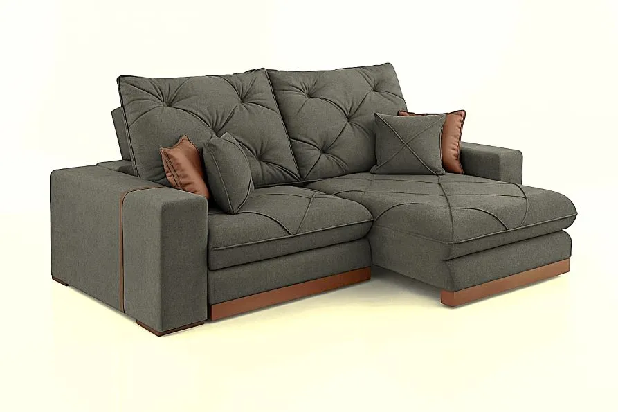 Estofado Retratil Reclinavel Geriba 250 2x100 Brc 25cm Veludo Inca Grafite 10 Idealle — Estofado Geribá 250 - Veludo Bege Escuro 03