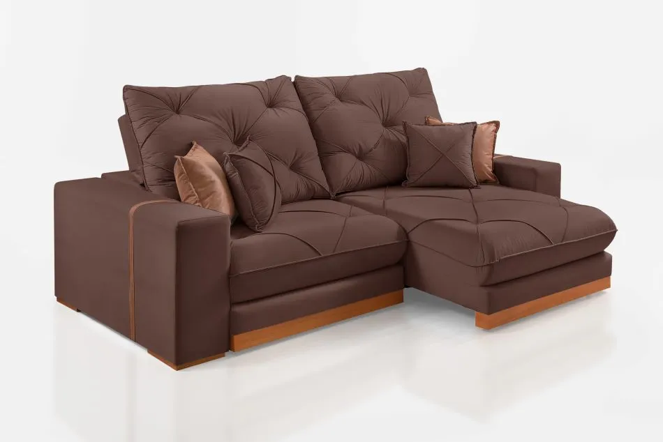 Estofado Retratil Reclinavel Geriba 230 2x90 mais Braco 25cm Veludo Inca Cru 01 Idealle — Estofado Geribá 230 - Veludo Inca Marrom 17