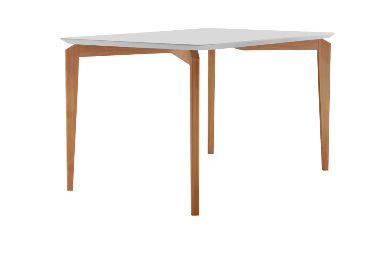 Mesa Roma 120x80 Base Roma e Tampo MDF 18mm.Vidro Canela.Off White Sala Vip Moveis — Mesa Roma 180x90 - Mel/Off White