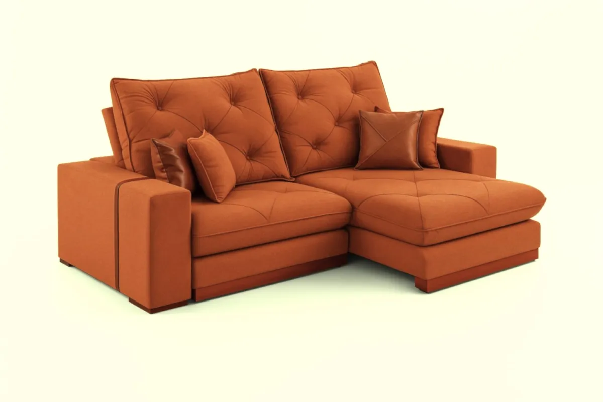 Estofado Retratil Reclinavel Geriba 290 2x120 + Braco 25cm Linho Bege 01 Idealle — Estofado Geribá 290  - Veludo Terracota