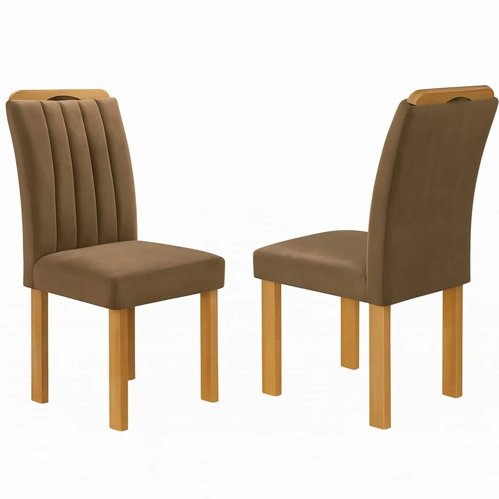 Kit com 2 Cadeiras Dubai Cinamomo Veludo Suede Bege Tec 169 Cel Moveis — Kit 2 Cadeiras Dubai - Cinamomo/Marrom 168
