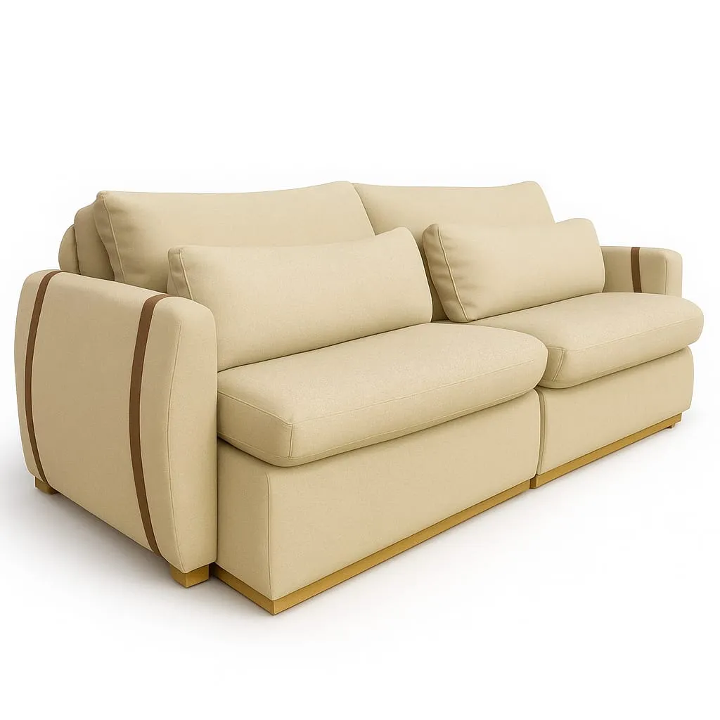 Sofa Cama Retratil Reclinavel Zeus/Theo 230 2x100 + Braco 15cm Linho Azul Marinho 16 Idealle — Sofá Zeus/Theo 230 - Linho Bege