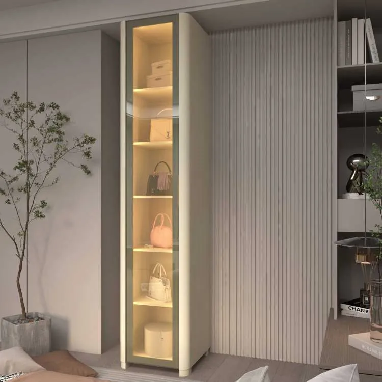 Roupeiro Innova 1 Porta de Vidro Reflecta com Pes e LED Gelius — Off White