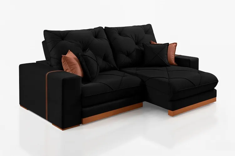 Estofado Retratil Reclinavel Geriba 250 2x100 Brc 25cm Veludo Inca Grafite 10 Idealle — Estofado Geriba 250 - Veludo Inca - Preto 13