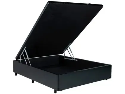 Base Bau Casal Vazada 138x188x42 Corino Bege SR Moveis — Corino - Preto