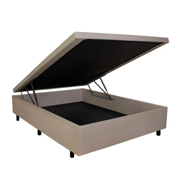 Base Bau Casal Vazada 138x188x42 Corino Bege SR Moveis — Corino - Bege