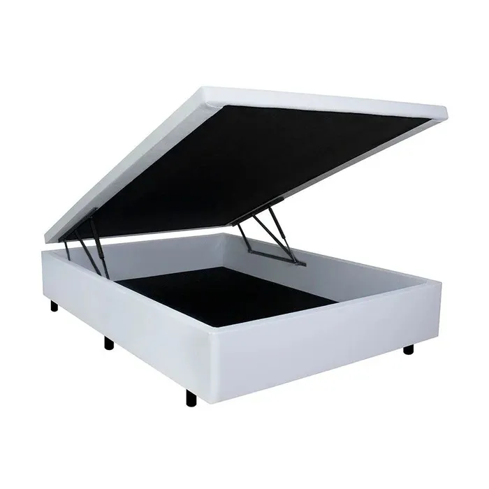 Base Bau Casal Vazada 138x188x42 Corino Bege SR Moveis — Corino - Branco