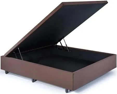 Base Bau Casal Vazada 138x188x42 Corino Bege SR Moveis — Suede - Marrom