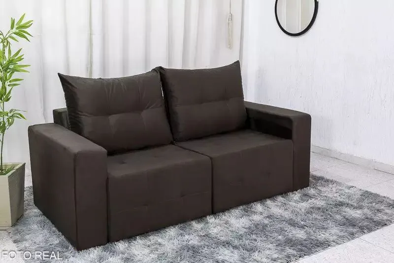 Estofado Retratil Havai 180 2x90 Veludo 01 Bege Bia Estofados — Estofado Havai 180 - Veludo Marrom