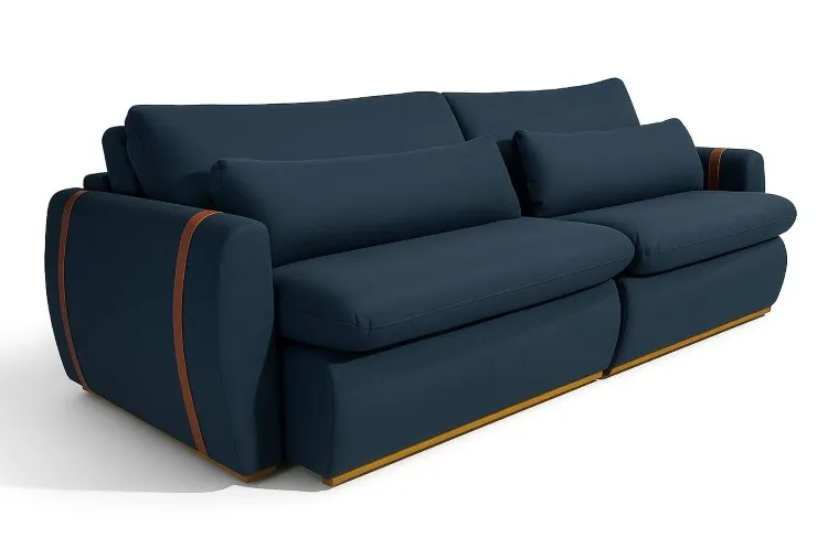 Sofa Cama Retratil Reclinavel Zeus/Theo 230 2x100 + Braco 15cm Linho Azul Marinho 16 Idealle — Sofá Zeus/Theo 230 Linho Azul