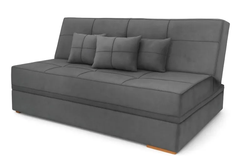 Sofa Cama Italia com Bau Veludo Suede Bege 118B Araujo Estofados — Veludo Suede - Cinza 120-B