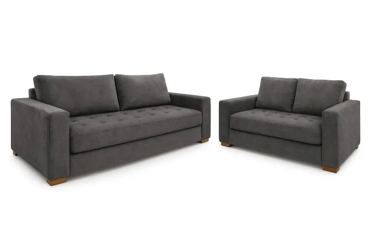 Conjunto Estofado Malta 2x3 Lugares Veludo Suede Capuccino 118B Araujo Estofados — Veludo Suede - Cinza 120-B
