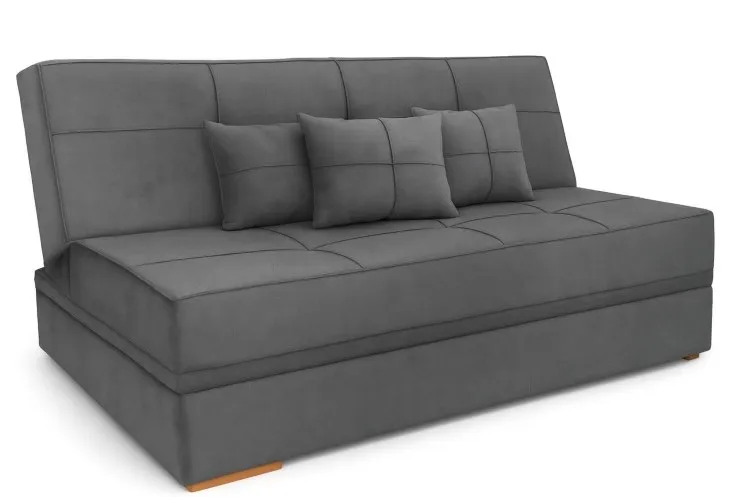 Sofa Cama Italia sem Bau Veludo Suede Bege 118B Araujo Estofados — Veludo Suede - Cinza 120-B