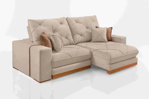 Estofado Retratil Reclinavel Geriba 290 2x120 + Braco 25cm Linho Bege 01 Idealle