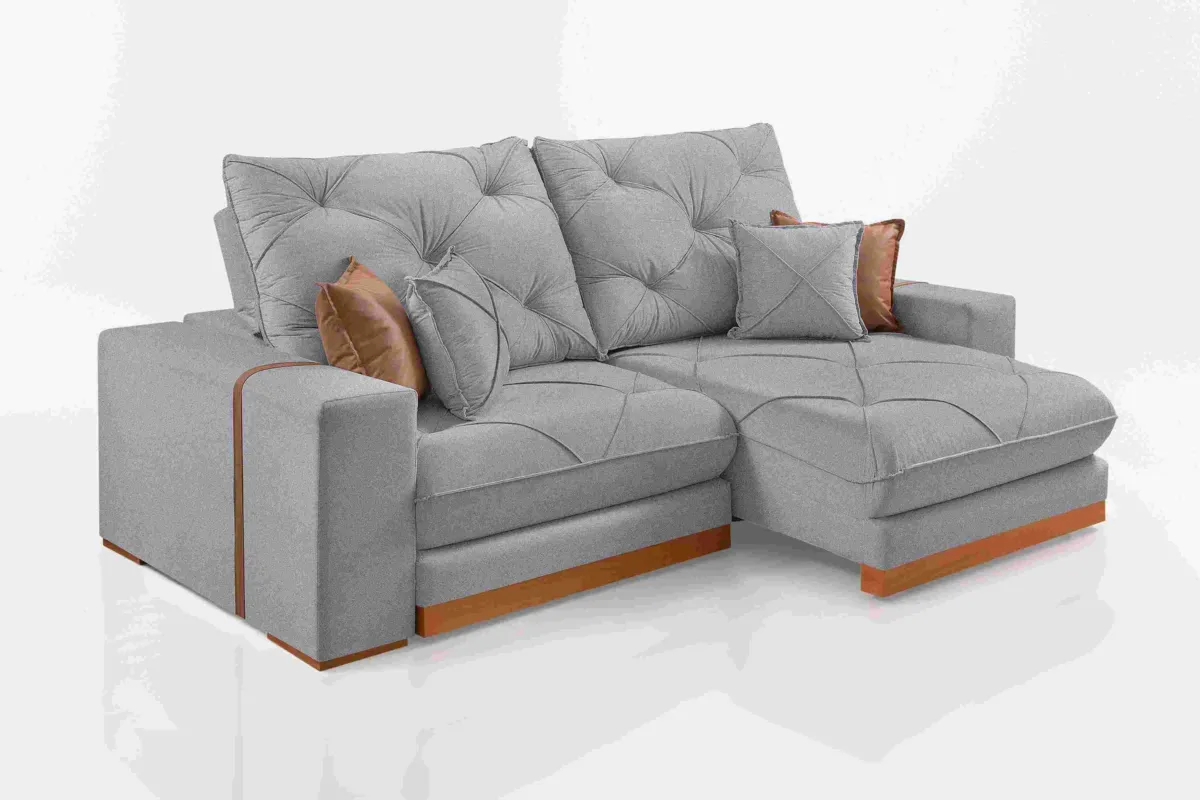 Estofado Retratil Reclinavel Geriba 290 2x120 + Braco 25cm Linho Bege 01 Idealle — Estofado Geriba 290 - Linho Gelo